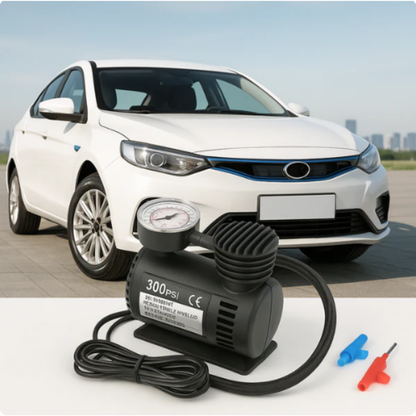 Mini Compresor Portátil 12V 300 PSI – Infla Llantas y Más en Minutos