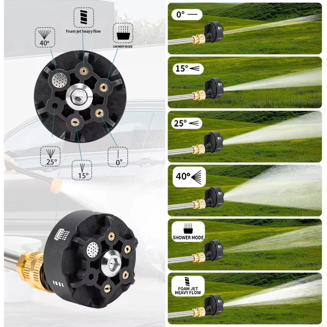 Hidrolavadora Portátil Inalámbrica 48V 2 Baterías |    Boquilla 6 en 1 Incorporada