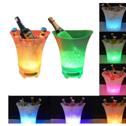Hielera + Parlante Portátil / Cubeta / Enfriador con luces LED, Bluetooth y alimentación USB.