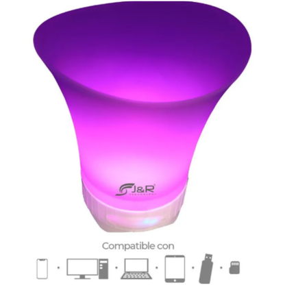 Hielera + Parlante Portátil / Cubeta / Enfriador con luces LED, Bluetooth y alimentación USB.