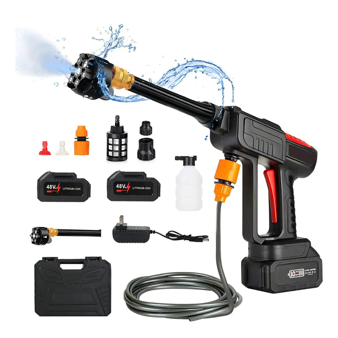 Hidrolavadora Portátil Inalámbrica 48V 2 Baterías |    Boquilla 6 en 1 Incorporada
