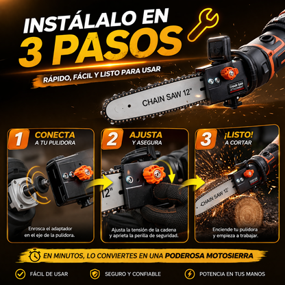 Moto Sierra Turbo Multiusos - Convierte tu pulidora en motosierra