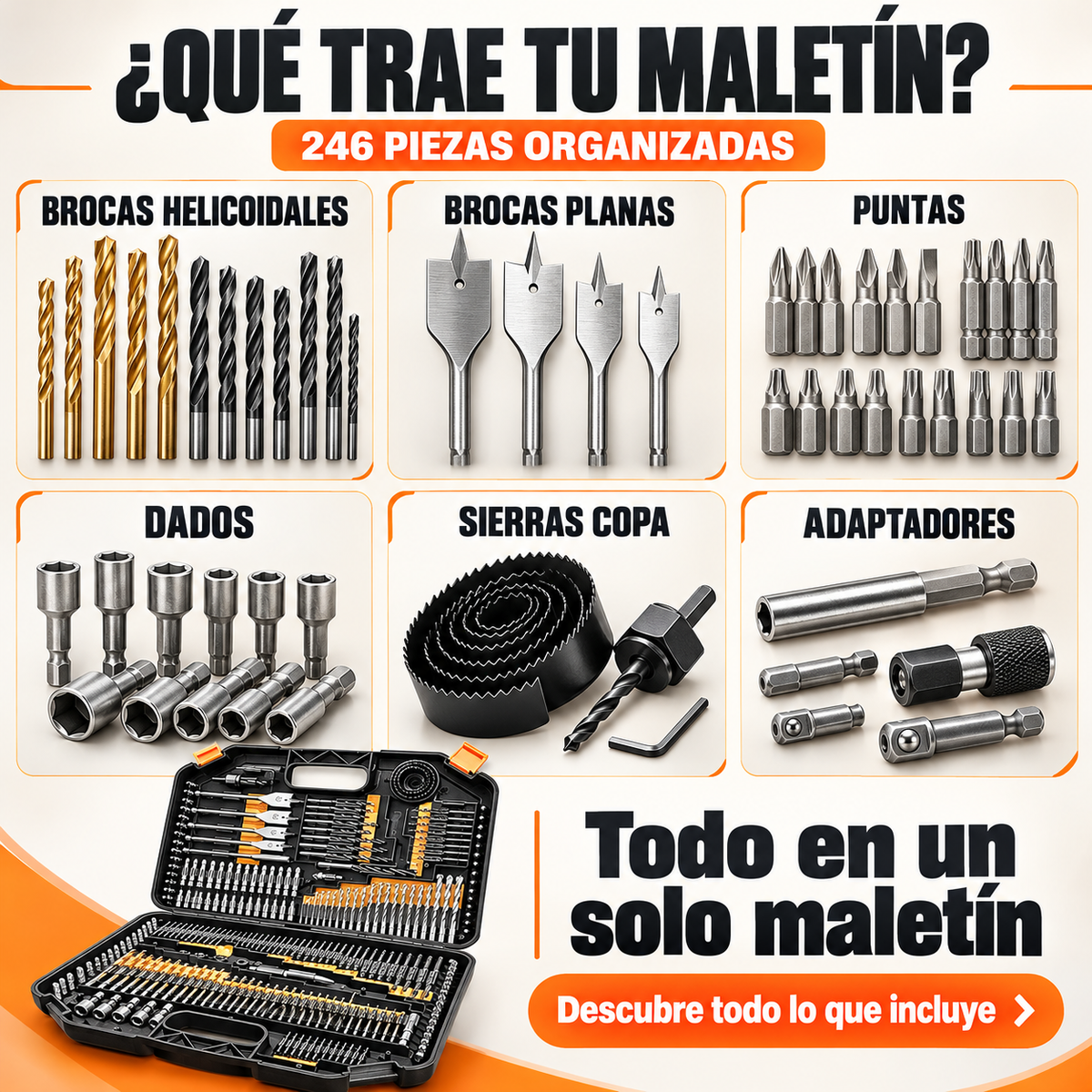 Kit BrocaMax 246 Piezas con Maletín Organizador