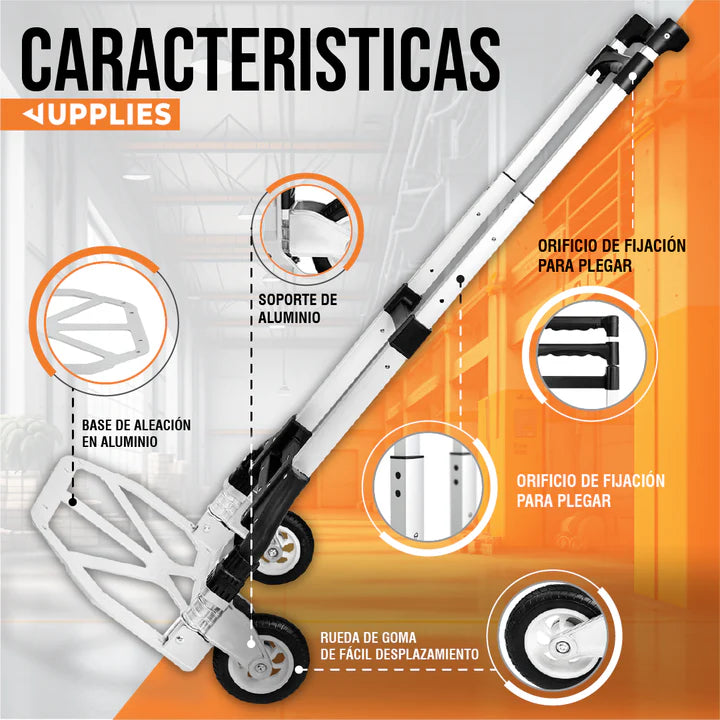 Carretilla Plegable de Aluminio + Cuerda